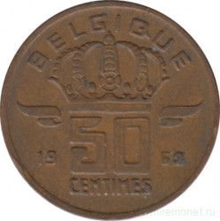 Монета. Бельгия. 50 сантимов 1962 год. BELGIQUE.