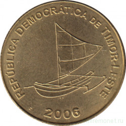 Монета. Восточный Тимор. 25 сентаво 2006 год.