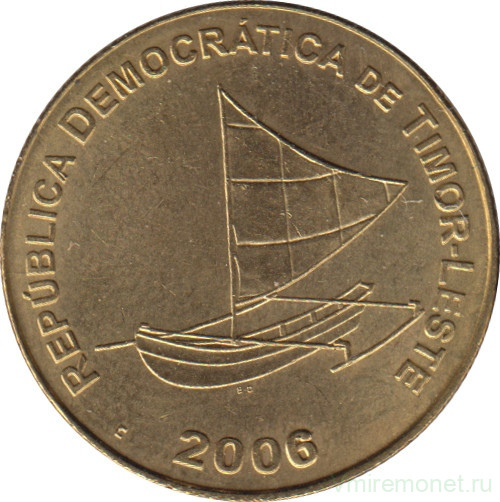 Монета. Восточный Тимор. 25 сентаво 2006 год.