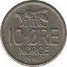  Монета. Норвегия. 10 эре 1960 год. ав.