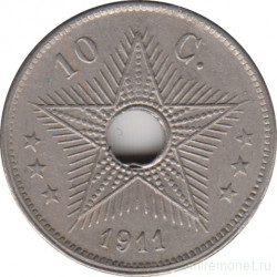 Монета. Бельгийское Конго. 10 сантимов 1911 год.
