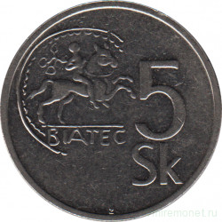 Монета. Словакия. 5 крон 1993 год.