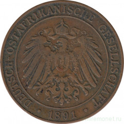 Монета. Германская Восточная Африка. 1 пеза 1891 год.