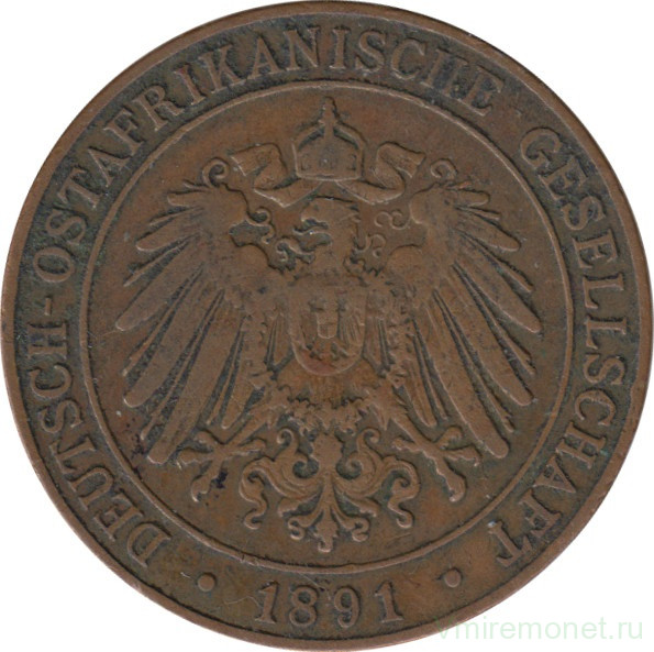 Монета. Германская Восточная Африка. 1 пеза 1891 год.