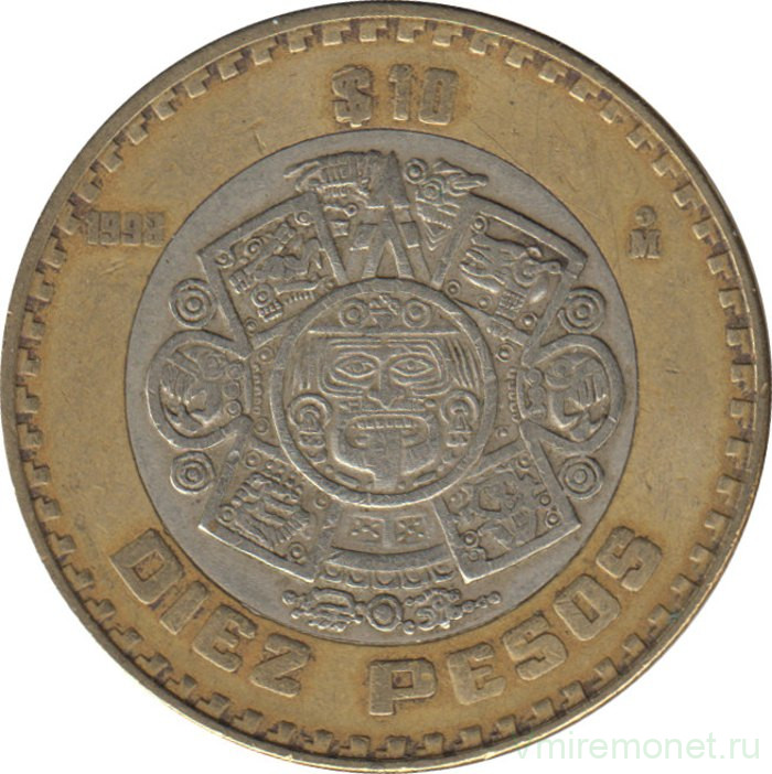 Монета. Мексика. 10 песо 1998 год.