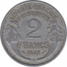 Монета. Франция. 2 франка 1947 год. Монетный двор - Бомонт(B). ав.