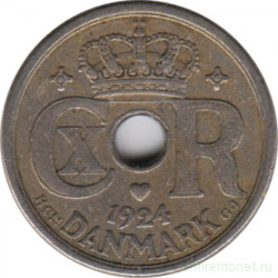 Монета. Дания. 10 эре 1924 год.