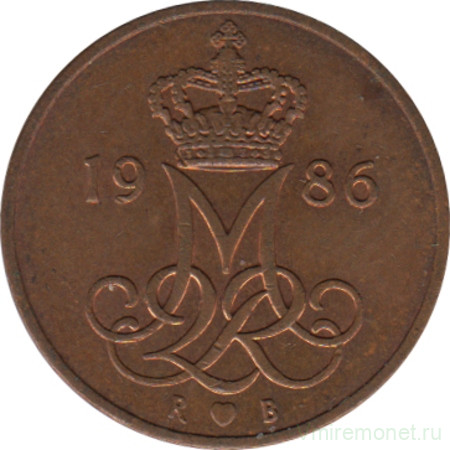 Монета. Дания. 5 эре 1986 год.