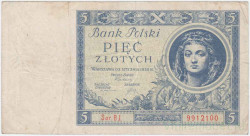 Банкнота. Польша. 5 злотых 1930 год. Тип 72.