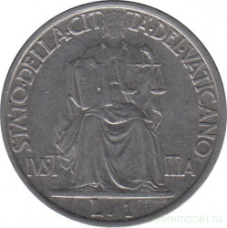 Монета. Ватикан. 1 лира 1942 год. Справедливость.