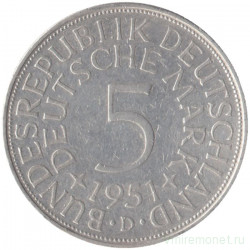 Монета. ФРГ. 5 марок 1951 год. Монетный двор - Мюнхен (D). 