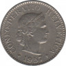 Монета. Швейцария. 5 раппенов 1957 год. ав.