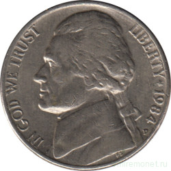 Монета. США. 5 центов 1984 год. Монетный двор D.