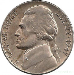 Монета. США. 5 центов 1947 год.