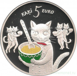 Монета. Латвия. 5 евро 2015 год. Сказка "5 котов".