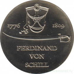 Монета. ГДР. 5 марок 1976 год. 200 лет со дня рождения Фердинанда фон Шилля.