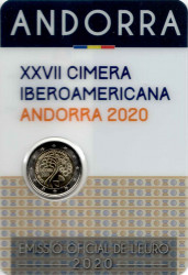 Монета. Андорра. 2 евро 2020 год. XXVII Иберо-американский саммит в Андорре. Блистер, коинкарта.