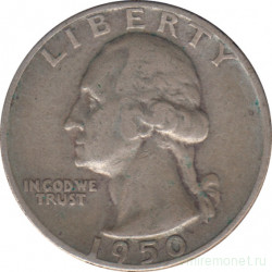 Монета. США. 25 центов 1950 год. Монетный двор D.