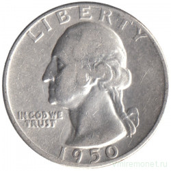 Монета. США. 25 центов 1950 год. Монетный двор D.