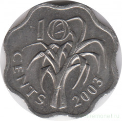 Монета. Свазиленд. 10 центов 2003 год.