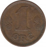Монета. Дания. 1 эре 1916 год. рев.