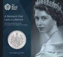 Монета. Великобритания. 5 фунтов 2018 год. 65 лет Коронации. В буклете.