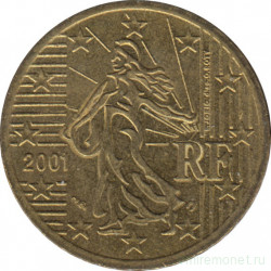 Монета. Франция. 50 центов 2001 год.
