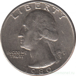 Монета. США. 25 центов 1980 год. Монетный двор P.