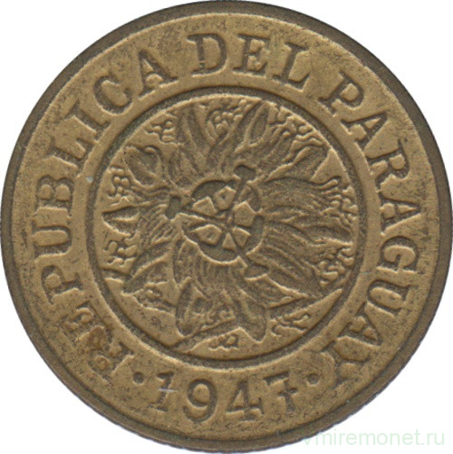 Монета. Парагвай. 5 сентимо 1947 год.