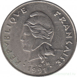 Монета. Новая Каледония. 50 франков 1991 год.