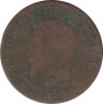 Монета. Франция. 2 сантима 1853 год. А. ав.