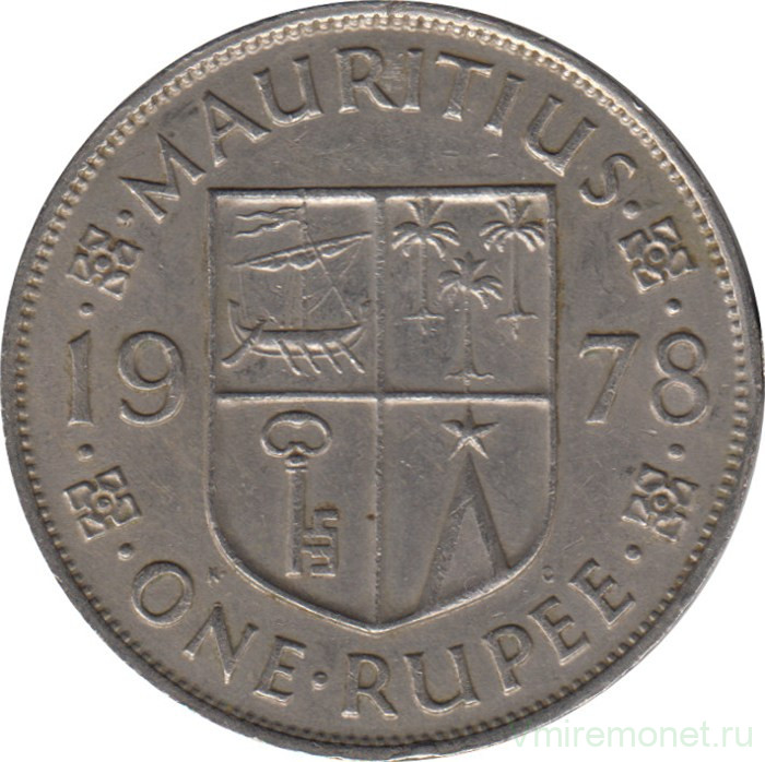Монета. Маврикий. 1 рупия 1978 год.