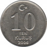 Монета. Турция. 10 куруш 2006 год. ав.