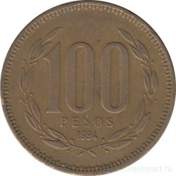 Монета. Чили. 100 песо 1994 год.