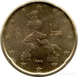 Монета. Италия. 20 центов 2024 год.