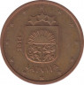 Монета. Латвия. 5 центов 2014 год. ав.