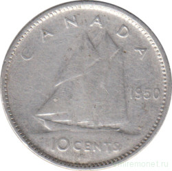 Монета. Канада. 10 центов 1950 год.