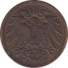 Монета. Германия (Германская империя 1871-1922). 1 пфенниг 1906 год. (Е). рев.