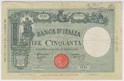 Банкнота. Италия. 50 лир 1943 год.