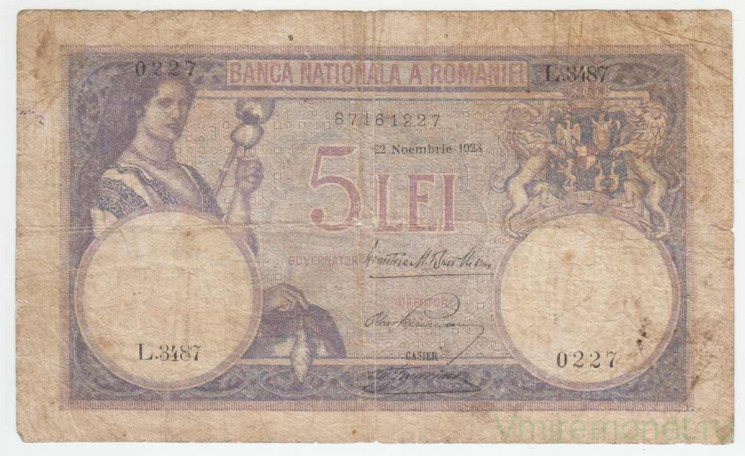 Банкнота. Румыния. 5 лей 1928 год. Тип 19а.