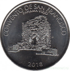 Монета. Панама. 1/2 бальбоа 2018 год. Монастырь Сан-Франциско. Панама-Вьехо.
