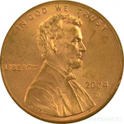 Монета. США. 1 цент 2004 год. Монетный двор D.