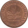 Монета. ФРГ. 1 пфенниг 1969 год. Монетный двор - Штутгарт (F). ав.
