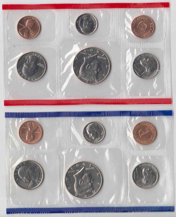 Монета. США. Годовой набор 1991 год. Монетные дворы P и D.