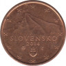 Монета. Словакия. 1 цент 2014 год. ав.
