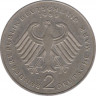 Монета. ФРГ. 2 марки 1989 год. Курт Шумахер. Монетный двор - Гамбург (J). рев.