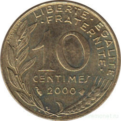 Монета. Франция. 10 сантимов 2000 год.