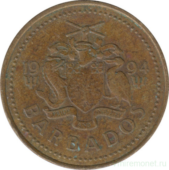 Монета. Барбадос. 5 центов 1994 год.