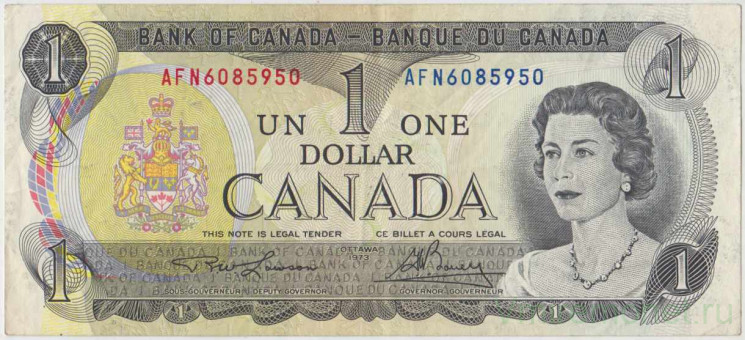 Банкнота. Канада. 1 доллар 1973 год. Тип 85b.