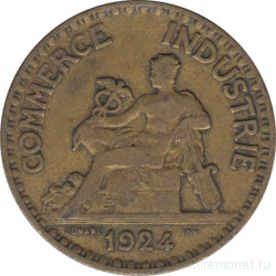 Монета. Франция. 2 франка 1924 год. Аверс - открытая 4.